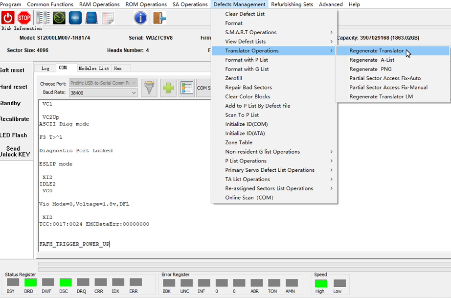 How to Regenerate Translator Correctly in Seagate HDDs